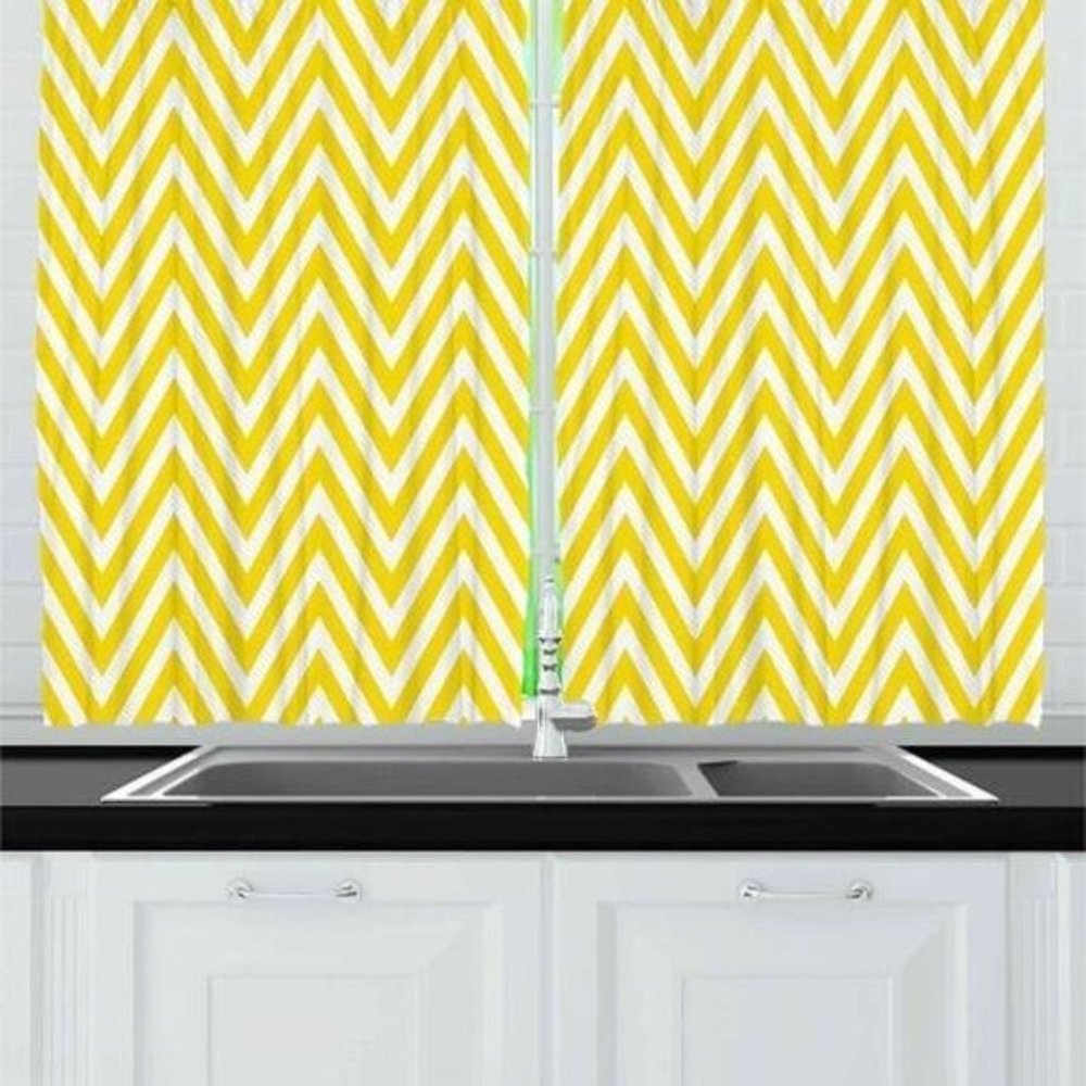 Kitchen Curtains 55"W x 39"L Chevron Stripes 39866